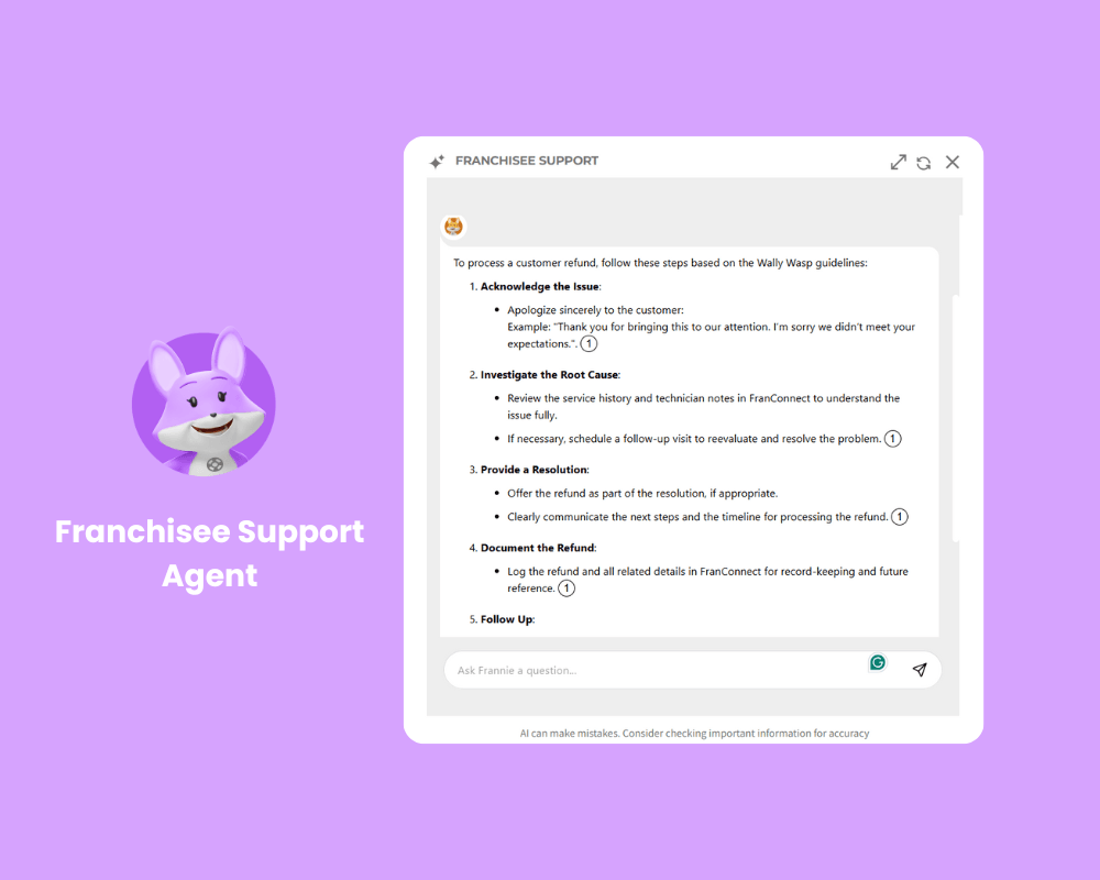 Franchisee Support AI agent